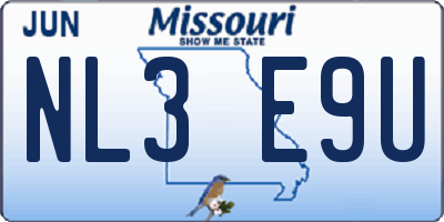 MO license plate NL3E9U