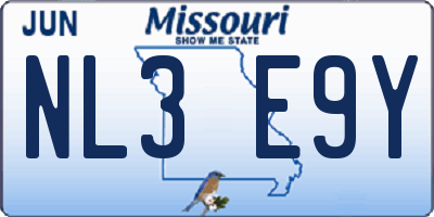 MO license plate NL3E9Y