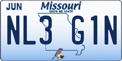 MO license plate NL3G1N