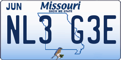MO license plate NL3G3E
