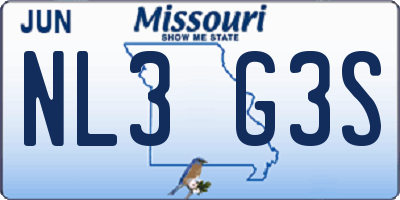 MO license plate NL3G3S