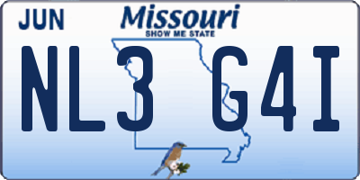 MO license plate NL3G4I
