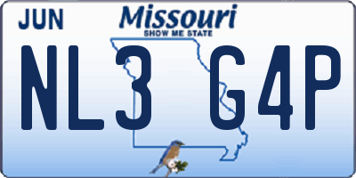 MO license plate NL3G4P
