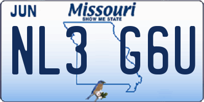 MO license plate NL3G6U