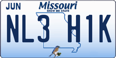 MO license plate NL3H1K