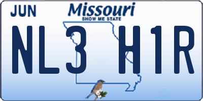 MO license plate NL3H1R