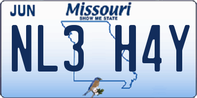 MO license plate NL3H4Y