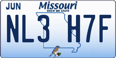 MO license plate NL3H7F
