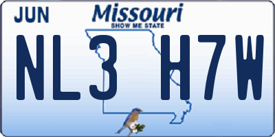 MO license plate NL3H7W