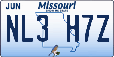 MO license plate NL3H7Z