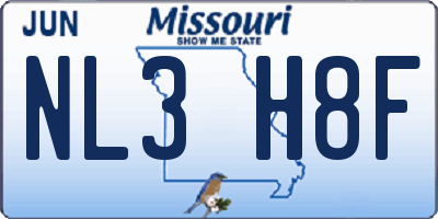 MO license plate NL3H8F
