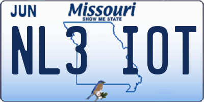 MO license plate NL3I0T