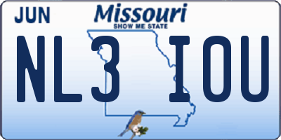 MO license plate NL3I0U