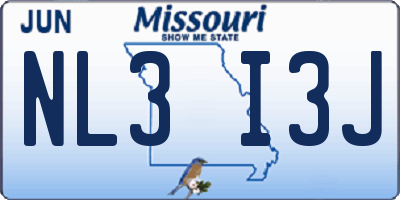 MO license plate NL3I3J