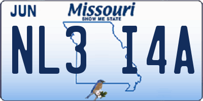 MO license plate NL3I4A