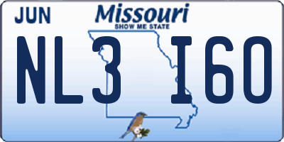 MO license plate NL3I6O