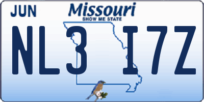 MO license plate NL3I7Z