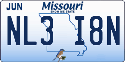 MO license plate NL3I8N