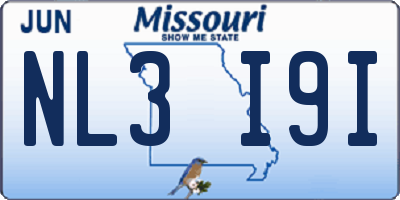MO license plate NL3I9I