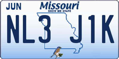 MO license plate NL3J1K
