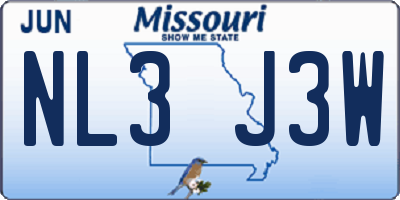 MO license plate NL3J3W
