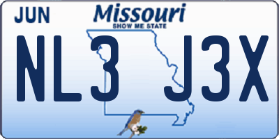 MO license plate NL3J3X