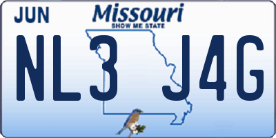 MO license plate NL3J4G