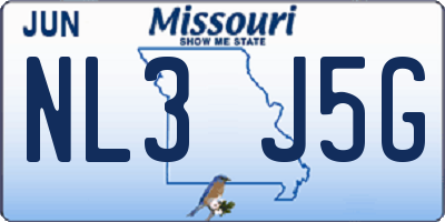 MO license plate NL3J5G