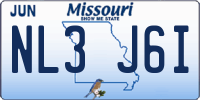 MO license plate NL3J6I