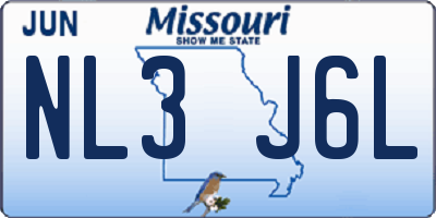 MO license plate NL3J6L