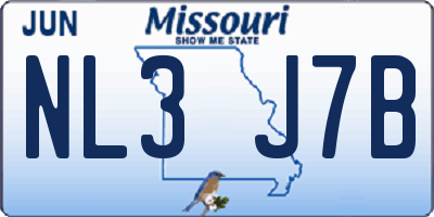 MO license plate NL3J7B