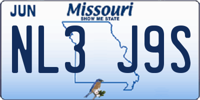MO license plate NL3J9S