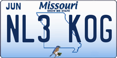 MO license plate NL3K0G