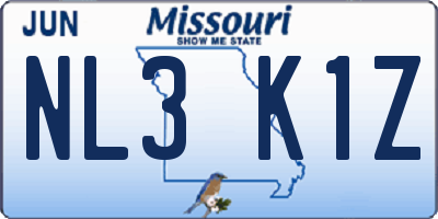 MO license plate NL3K1Z