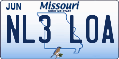 MO license plate NL3L0A