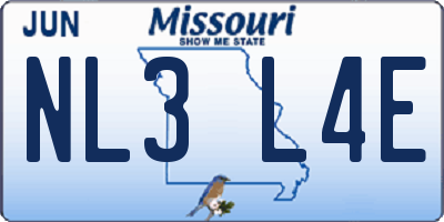 MO license plate NL3L4E