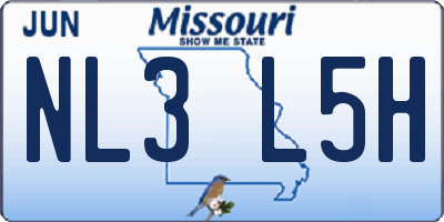 MO license plate NL3L5H