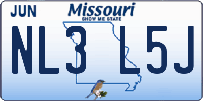 MO license plate NL3L5J