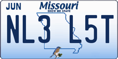 MO license plate NL3L5T