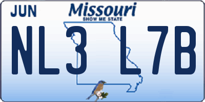 MO license plate NL3L7B