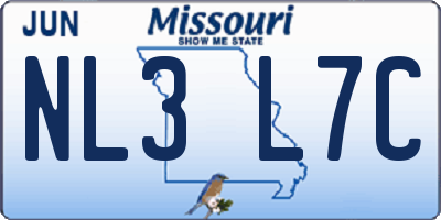 MO license plate NL3L7C