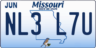 MO license plate NL3L7U