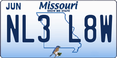 MO license plate NL3L8W