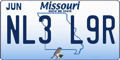 MO license plate NL3L9R