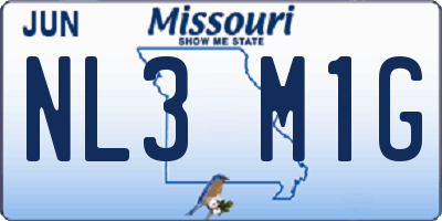 MO license plate NL3M1G