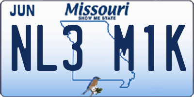 MO license plate NL3M1K