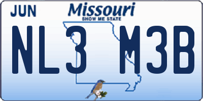 MO license plate NL3M3B
