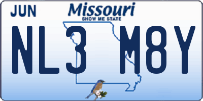 MO license plate NL3M8Y