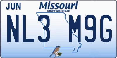 MO license plate NL3M9G