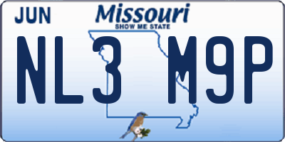 MO license plate NL3M9P